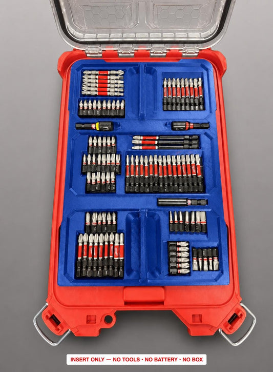 Milwaukee Packout Insert for SHOCKWAVE Driver Bit Kit | 3D Printed Organizer (Blue)
