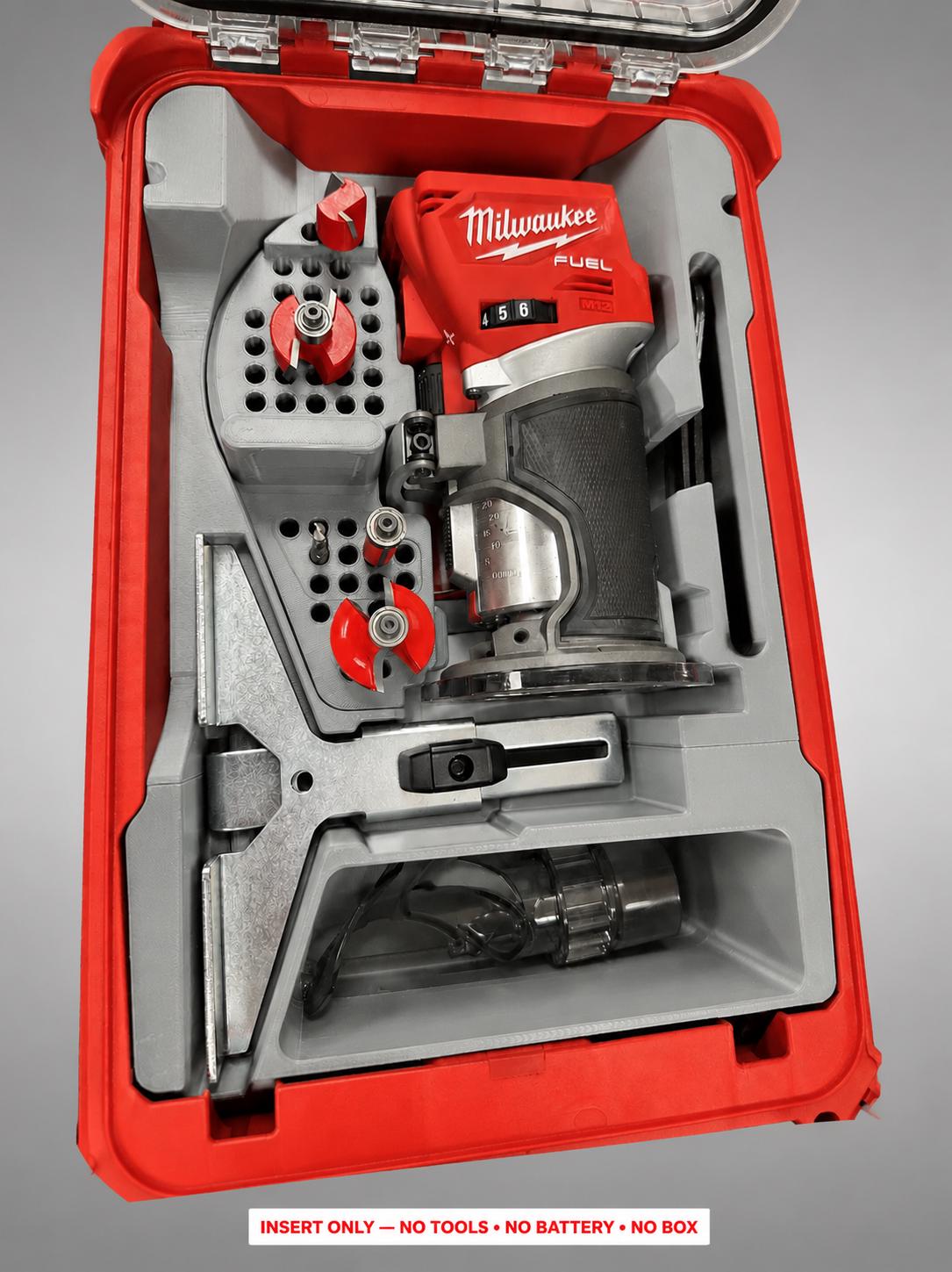 Milwaukee Packout Insert for M18 Fuel Compact Router | 3D Printed Organizer | CAT.2723-20 GRAY
