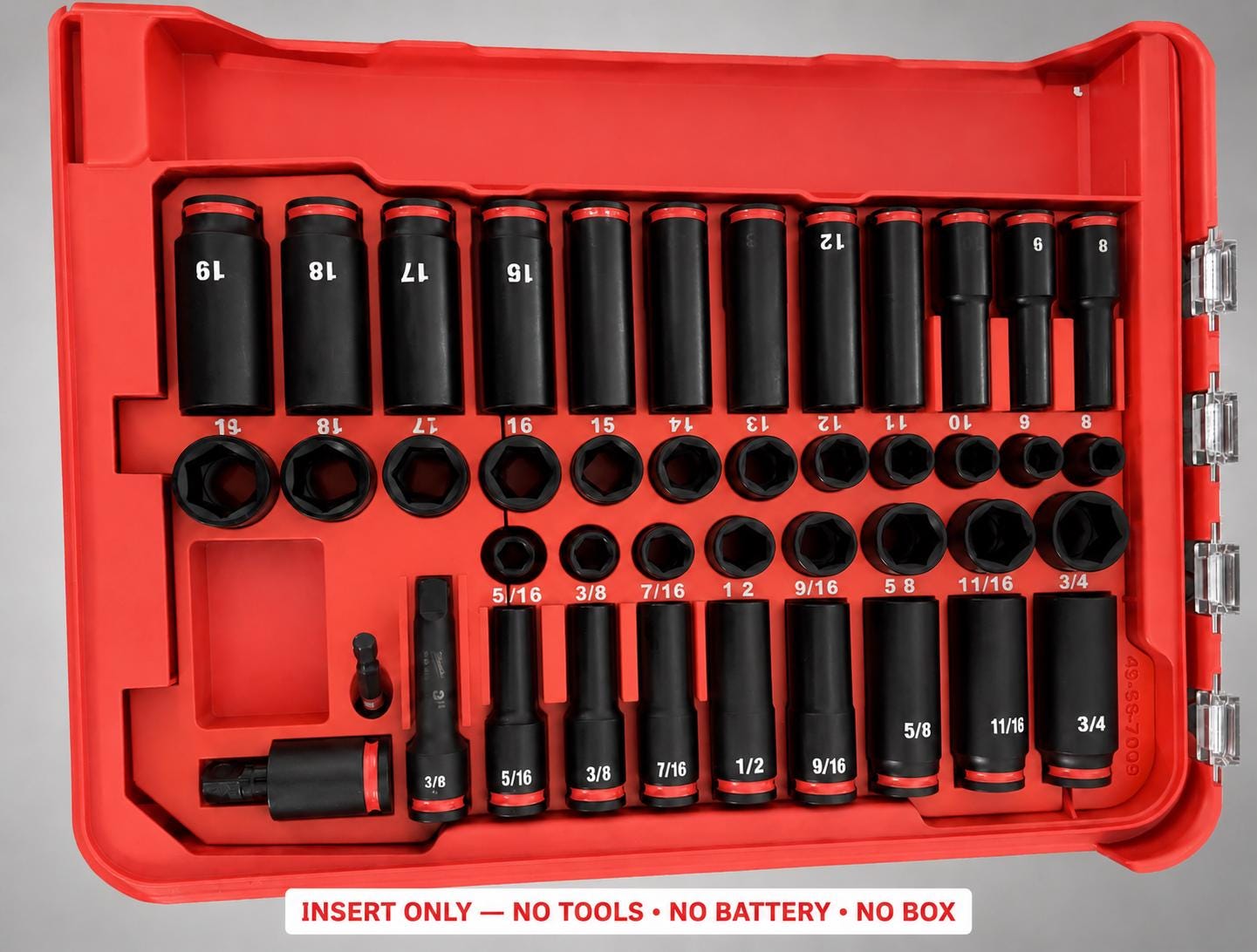 Milwaukee Packout Insert – 43pc 3/8" Socket Organizer, Right Side RED