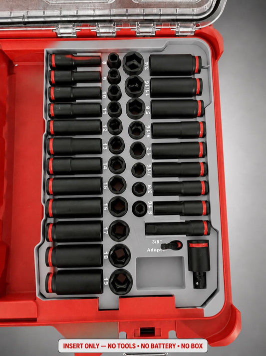 Milwaukee Packout Insert – 43pc 3/8" Socket Organizer, Right Side GRAY