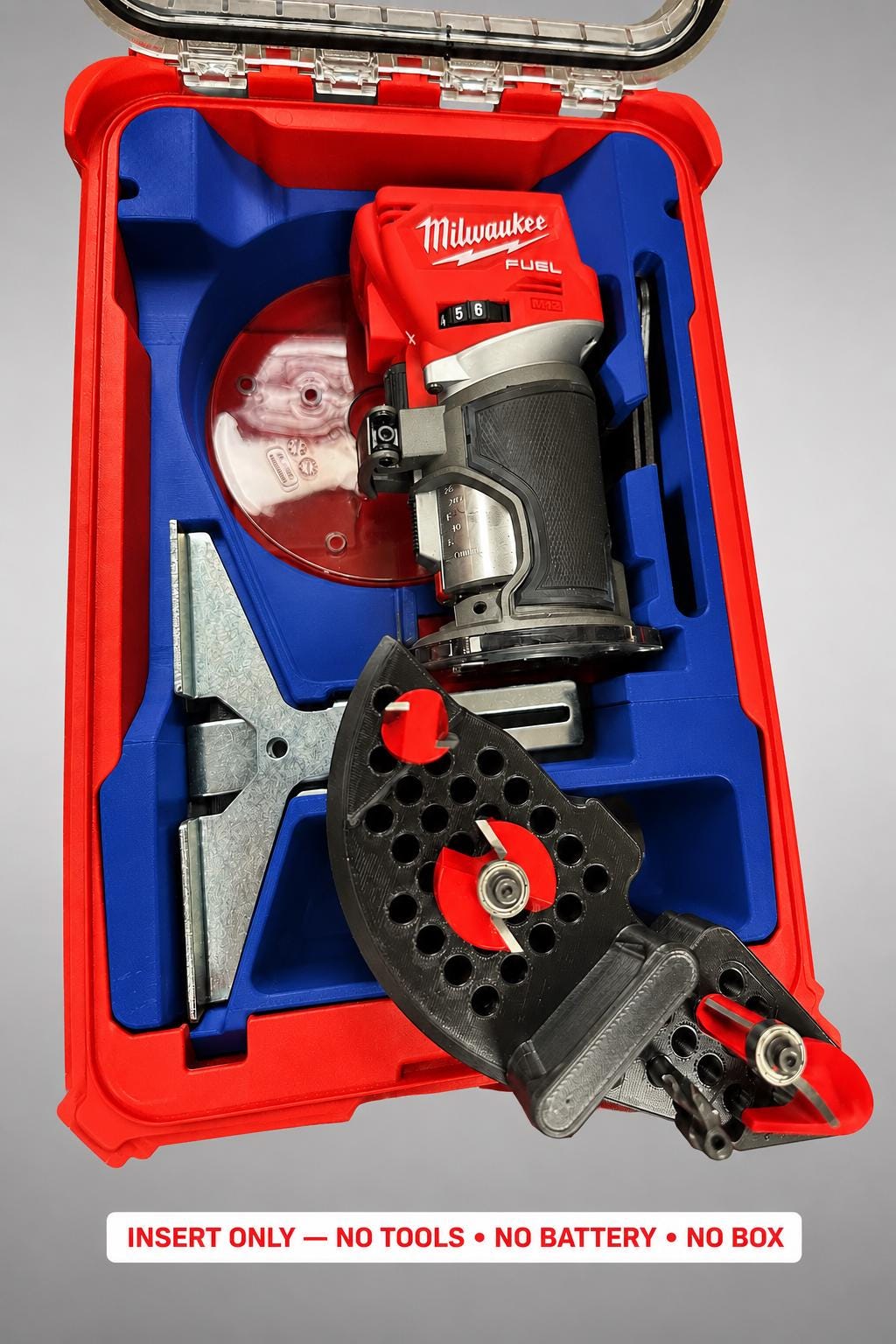 Milwaukee Packout Insert for M18 Fuel Compact Router | 3D Printed Organizer | CAT.2723-20 BLUE