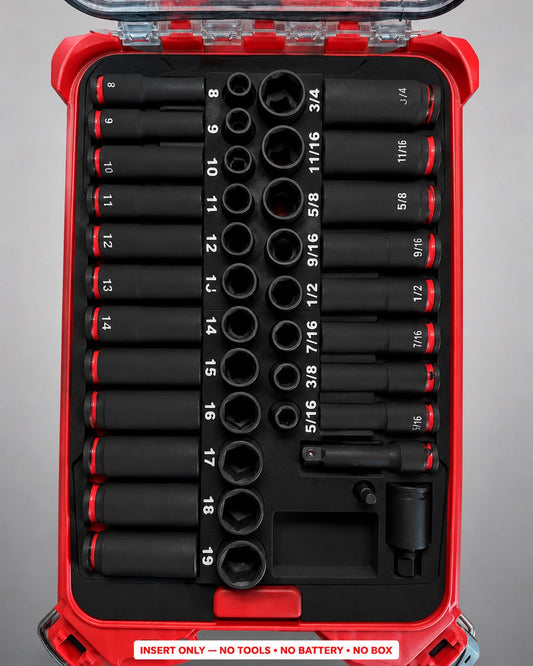 Milwaukee Packout Insert – 43pc 3/8" Impact Socket Organizer BLACK