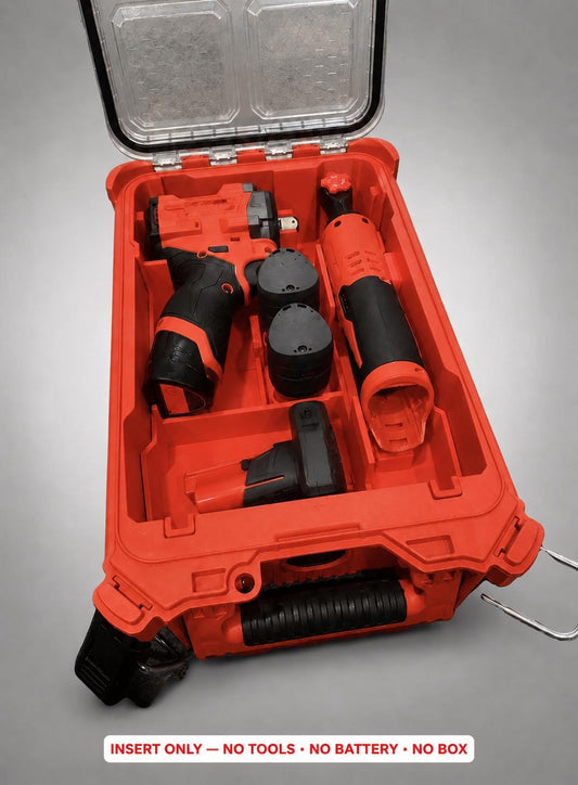 Milwaukee Packout Insert – M12 Impact Wrench & Ratchet Organizer RED