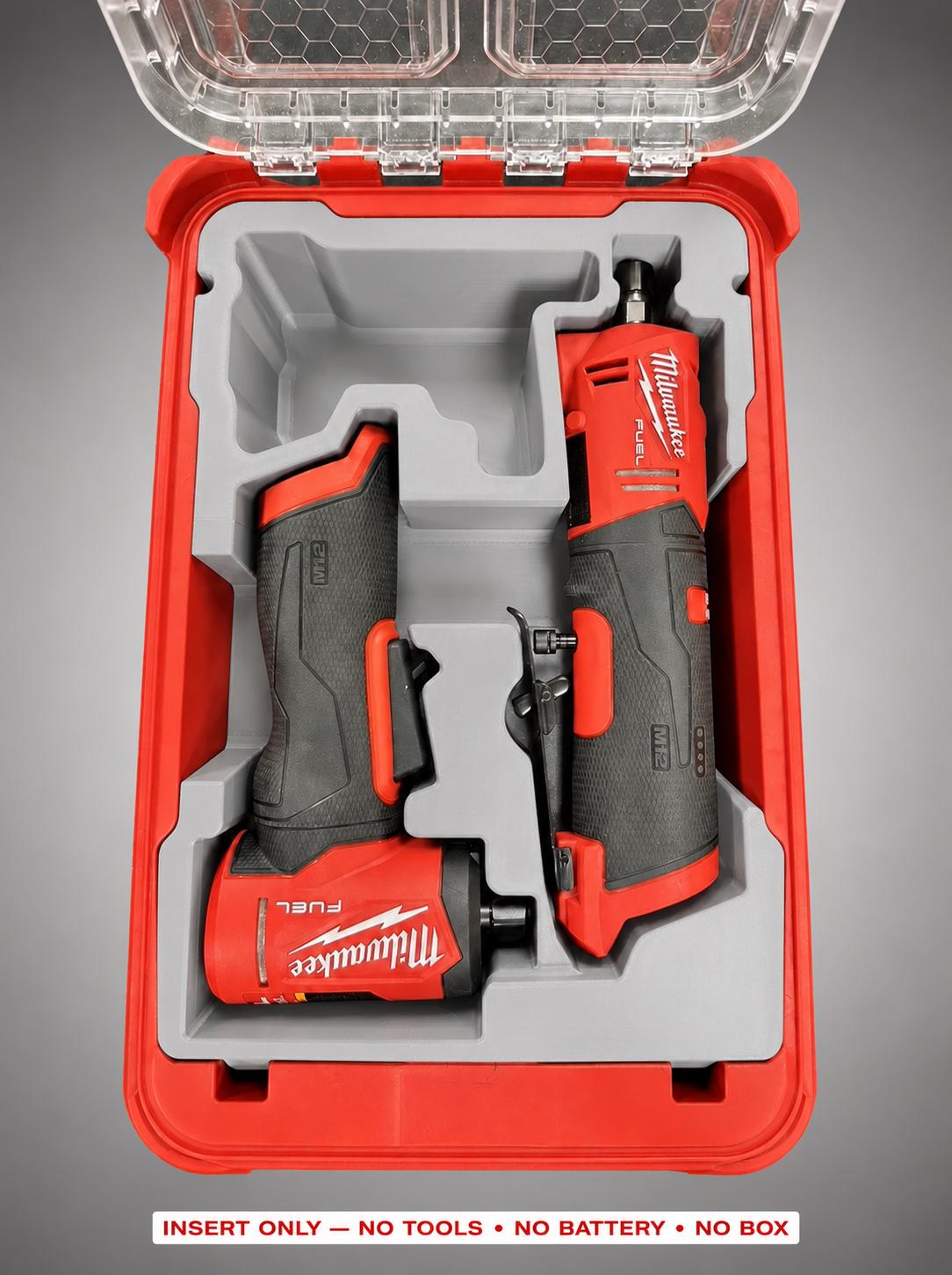 Milwaukee Packout Insert for Die Grinders | 3D Printed Tool Organizer (Gray)