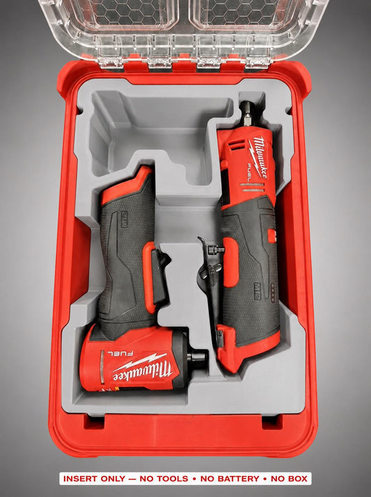 Milwaukee Packout Insert for Die Grinders | 3D Printed Tool Organizer (Gray)