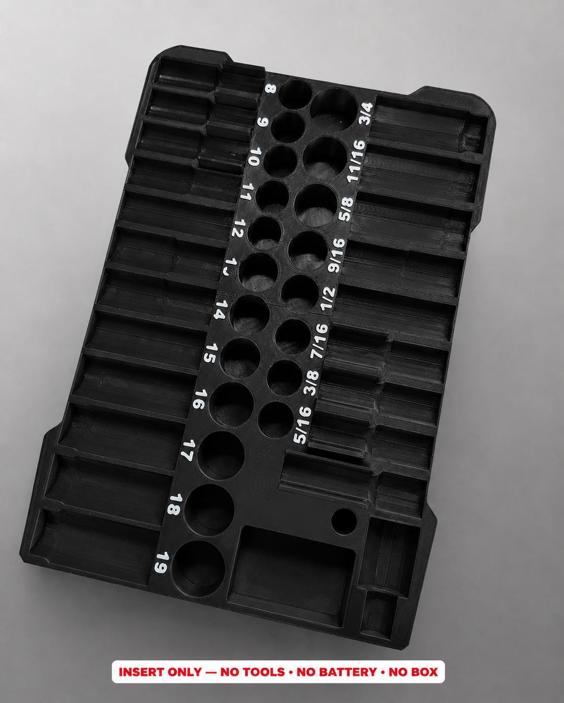 Milwaukee Packout Insert – 43pc 3/8" Impact Socket Organizer BLACK