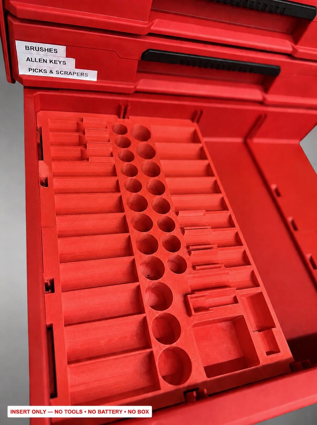 Milwaukee Packout 4 Drawer Insert – 43pc 3/8" Socket Organizer RED