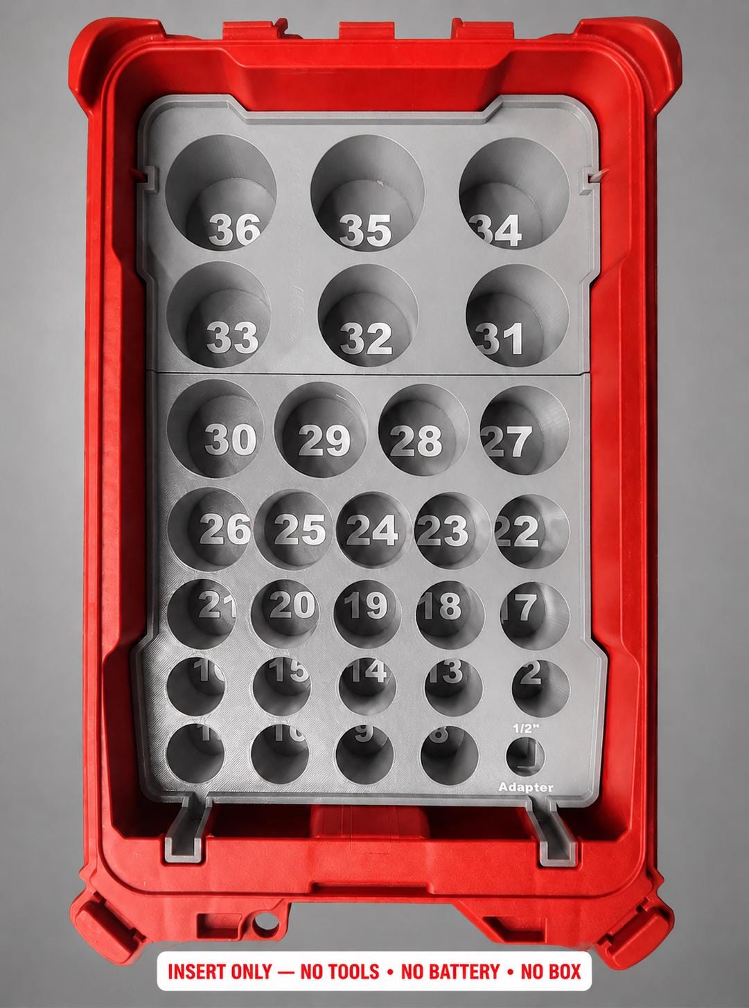 Milwaukee Packout Insert – 29pc 1/2" Deep Metric Socket Organizer GRAY