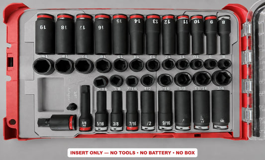 Milwaukee Packout Insert – 43pc 3/8" Socket Organizer, Left Side GRAY