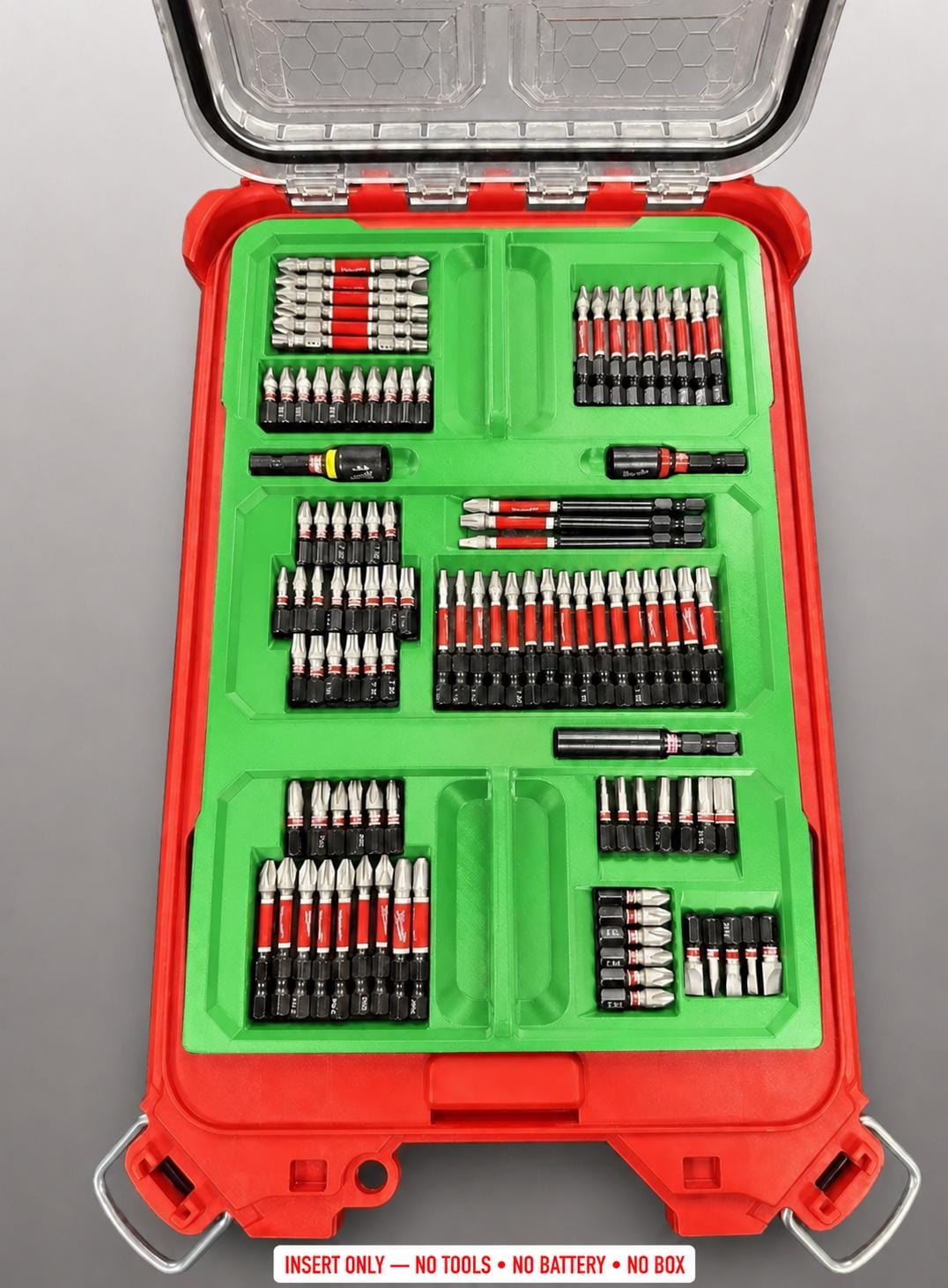 Milwaukee Packout Insert for SHOCKWAVE Driver Bit Kit | 3D Printed Organizer GREEN