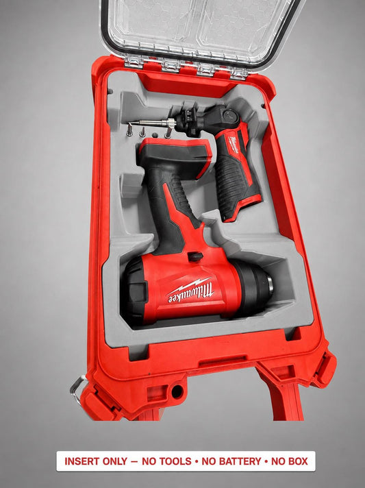 Gray 3D printed insert for the M12 Soldering Iron & M18 Heat Gun, compatible with Milwaukee Packout