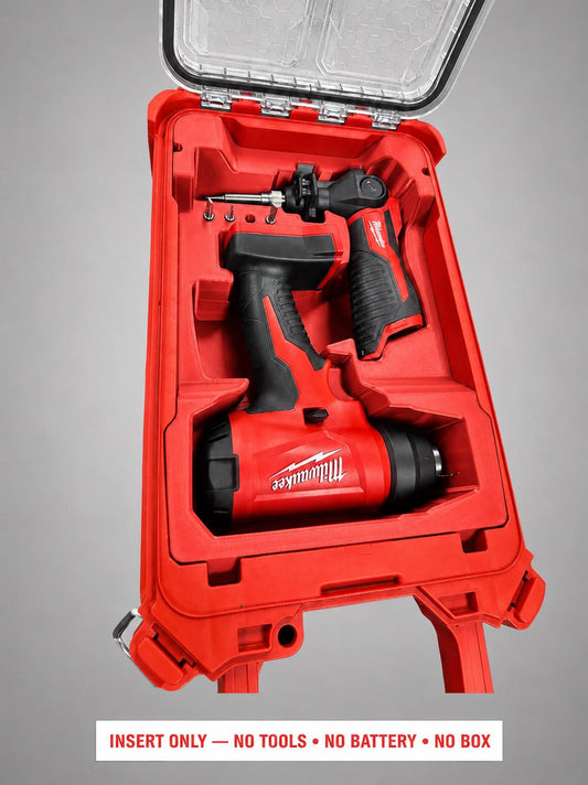 Red 3D printed insert for the M12 Soldering Iron & M18 Heat Gun, compatible with Milwaukee Packout