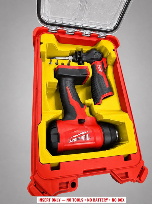 Yellow 3D printed insert for the M12 Soldering Iron & M18 Heat Gun, compatible with Milwaukee Packout