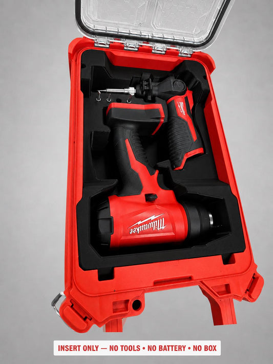 Black 3D printed insert for the M12 Soldering Iron & M18 Heat Gun, compatible with Milwaukee Packout